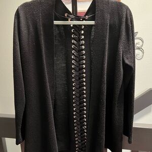 John + Jenn Black Lace-Up Cardigan #155